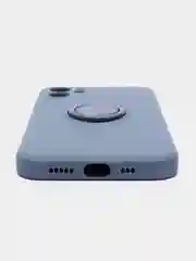 Розовый чехол силиконовый с кольцом на iPhone 12