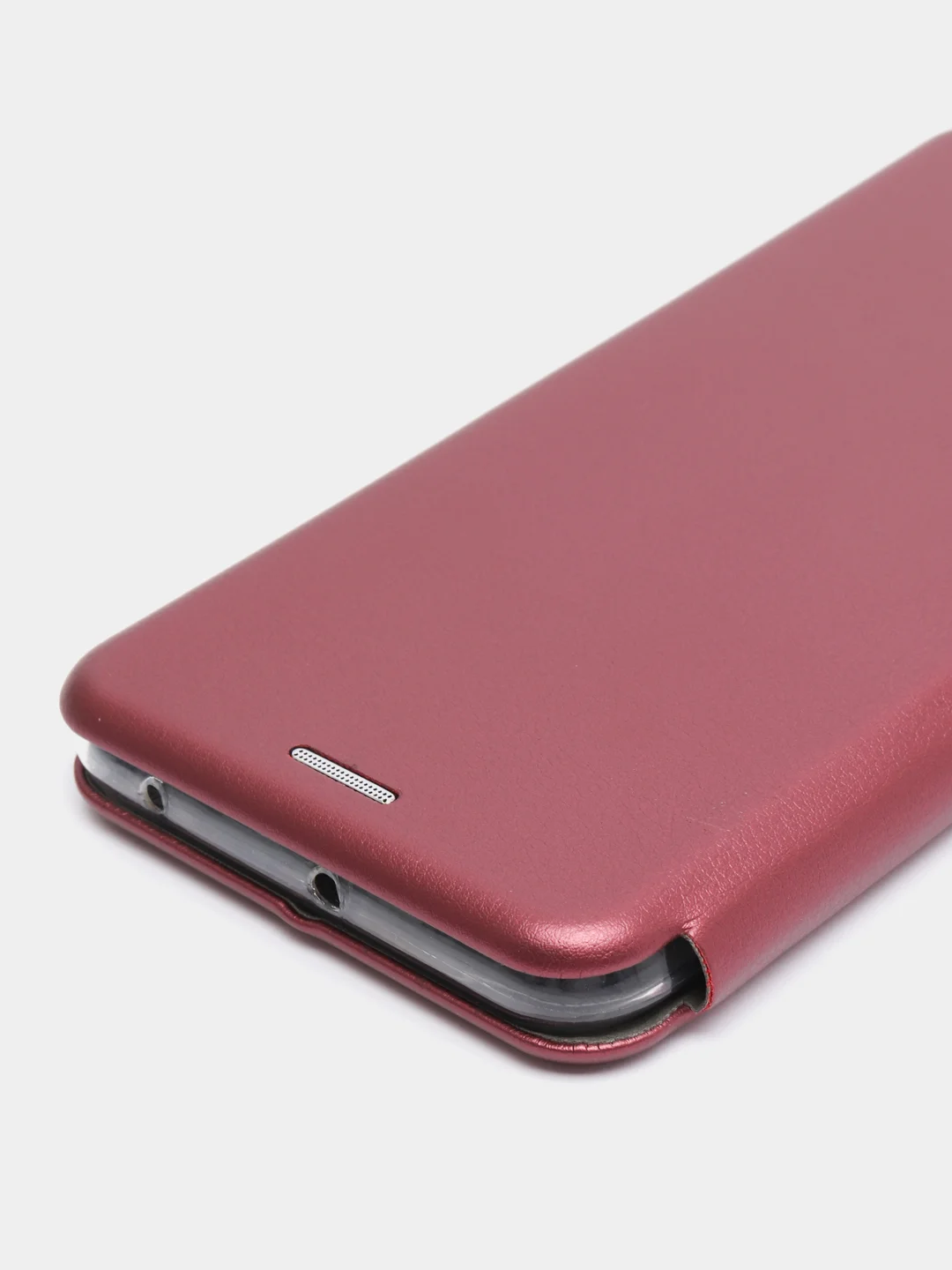 Багровый чехол книжка для Xiaomi Redmi Note 9 c функцией подставки