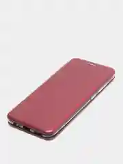 Багровый чехол книжка для Xiaomi Redmi Note 9 c функцией подставки