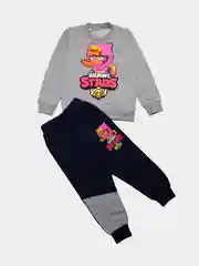 Серый костюм детский Brawl StarS, кофта и штаны, для мальчиков и для девочек