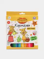 Цветные карандаши Умка "Оранжевая корова", 24 цвета, шестигранные, коробка