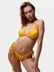 Желтый купальник раздельный бикини с завязками 2 цвета