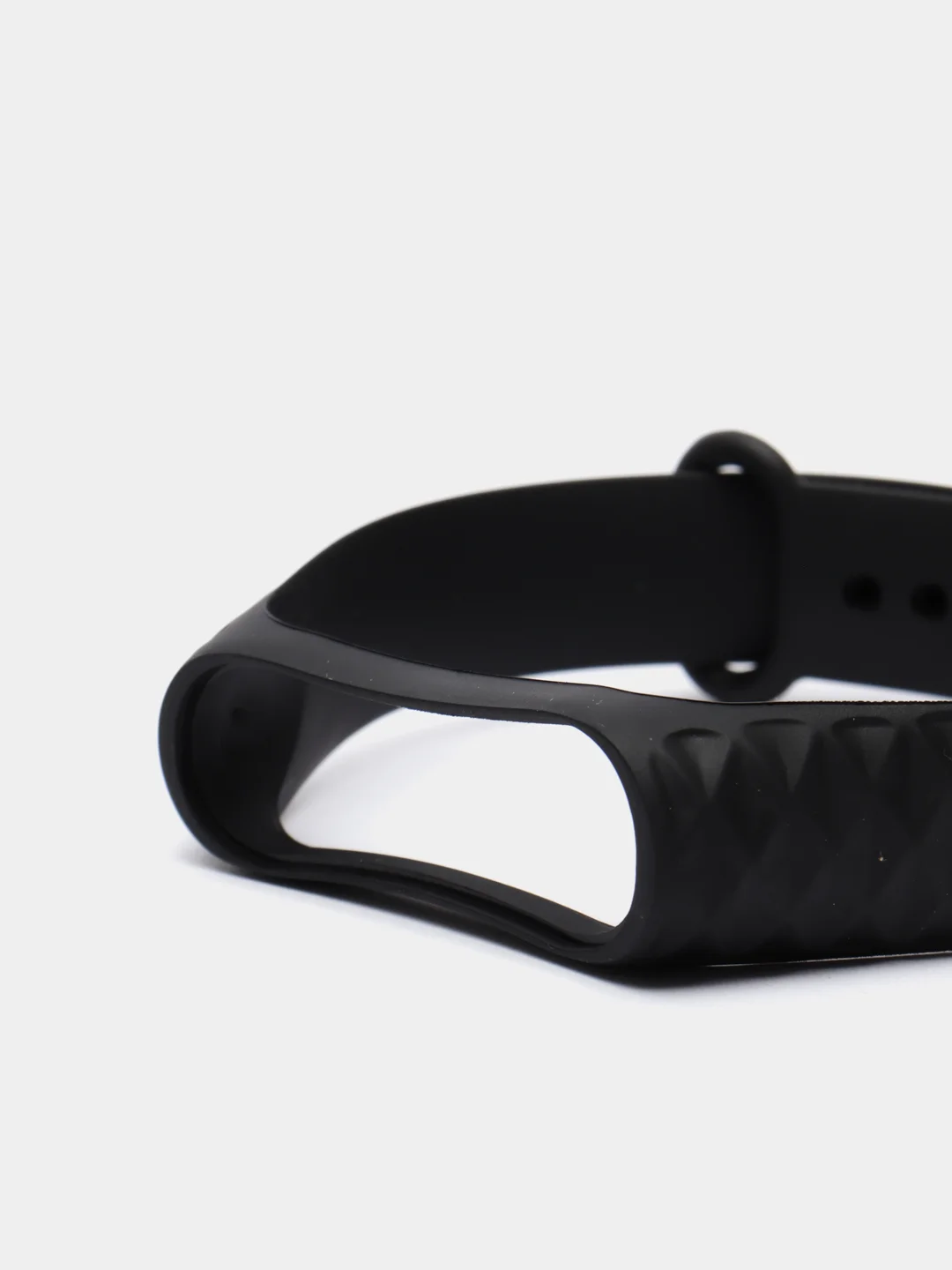 Черный ремешок силиконовый для Xiaomi Mi Band 3, Mi Band 4 (Ми Банд 3, 4), рифленый