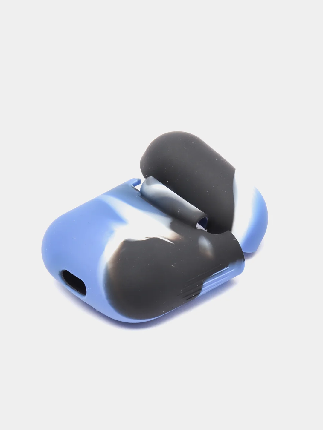 Синий меланж чехол для наушников Apple Airpods 1 и 2 силиконовый