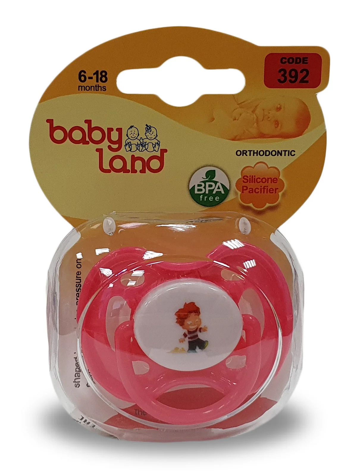 Соска-пустышка Baby Land с рисунком силиконовая ортодонтическая, 6 мес+