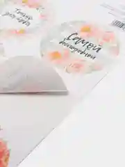 Коралловый наклейки новогодние / Наклейки на подарки и букеты, 9,5*16 см / 8 марта / 14, 23 Февраля