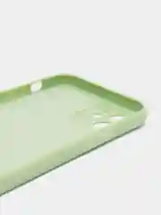 Мятный чехол для Phone 11, 12 силиконовый с бархатной подкладкой и прямыми бортами