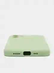 Мятный чехол для Phone 11, 12 силиконовый с бархатной подкладкой и прямыми бортами