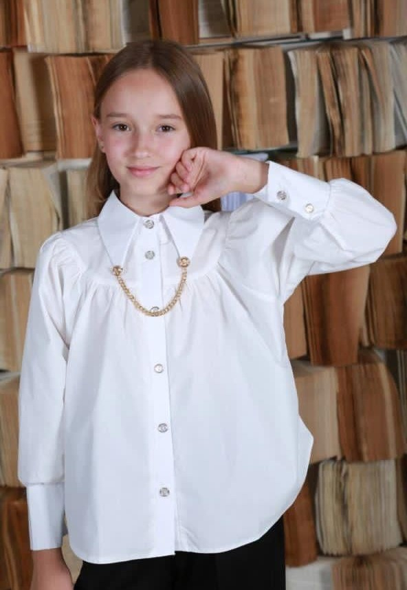 Школьная блузка/школьная рубашка/блузка для девочек/белая блузка купить поцене 1530 ₽ в интернет-магазине KazanExpress