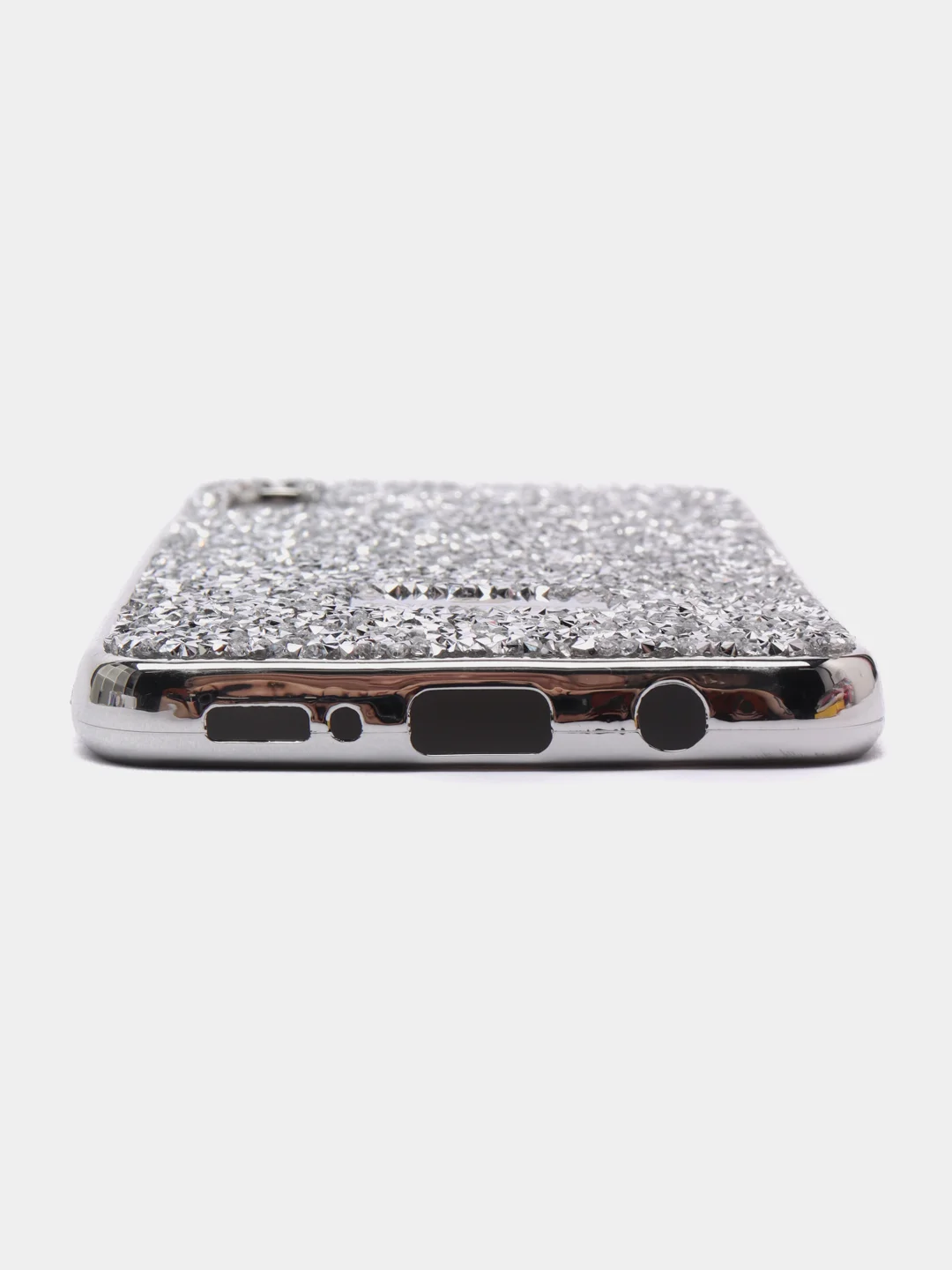 Серебряный чехол со стразами Samsung A32, A22 4G, A22 5G, A50, A51, A52, Redmi Note 10, Note 8 Pro