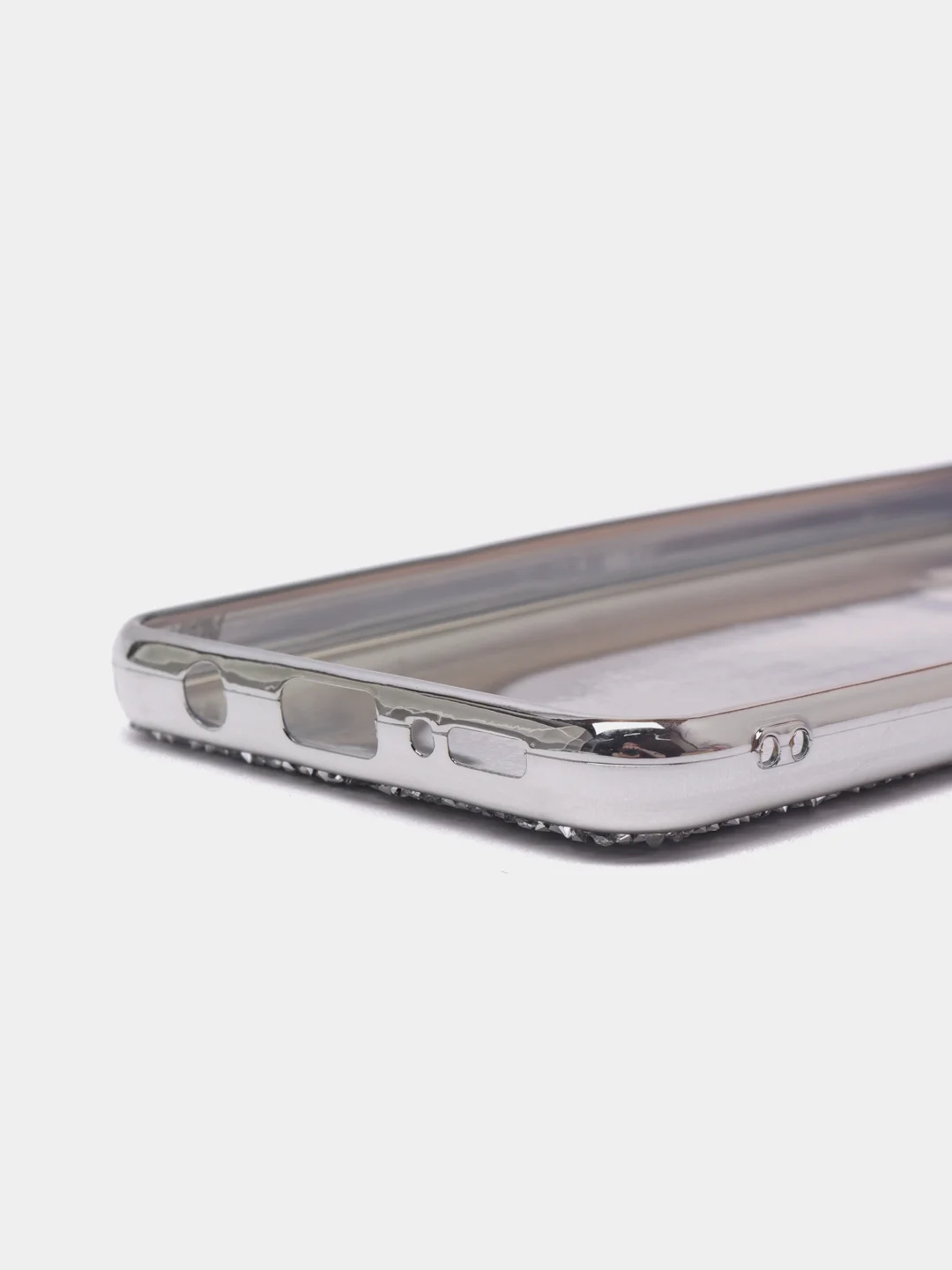 Серебряный чехол со стразами Samsung A32, A22 4G, A22 5G, A50, A51, A52, Redmi Note 10, Note 8 Pro