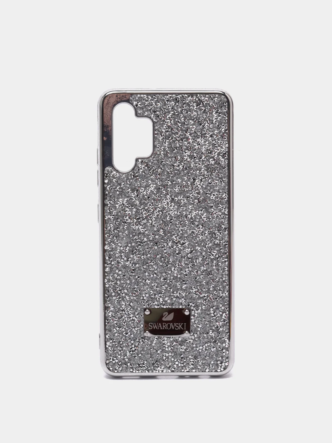 Серебряный чехол со стразами Samsung A32, A22 4G, A22 5G, A50, A51, A52, Redmi Note 10, Note 8 Pro