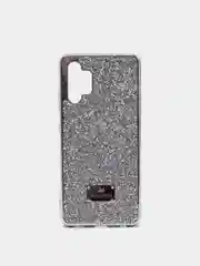 Серебряный чехол со стразами Samsung A32, A22 4G, A22 5G, A50, A51, A52, Redmi Note 10, Note 8 Pro