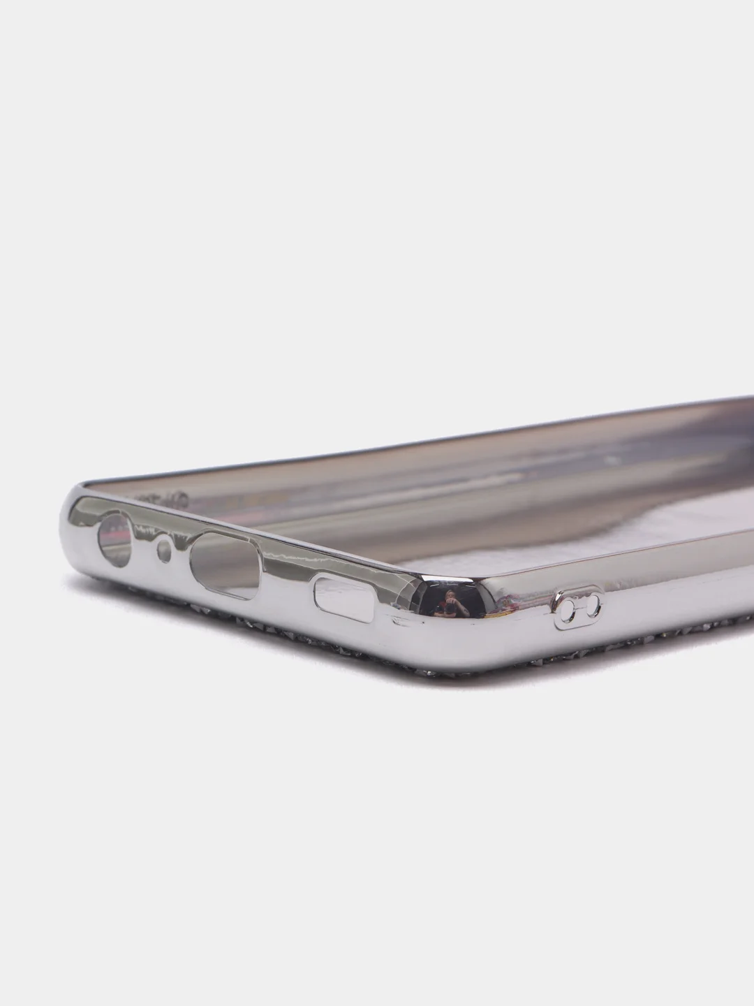 Серебряный чехол со стразами Samsung A32, A22 4G, A22 5G, A50, A51, A52, Redmi Note 10, Note 8 Pro