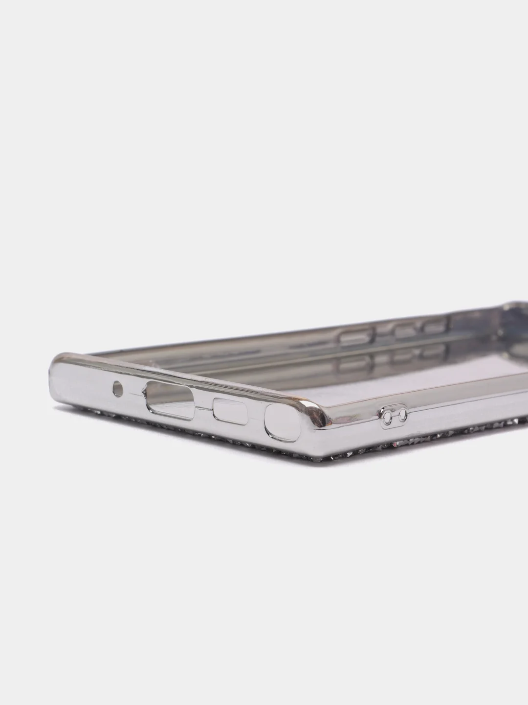 Серебряный чехол со стразами Samsung A32, A22 4G, A22 5G, A50, A51, A52, Redmi Note 10, Note 8 Pro