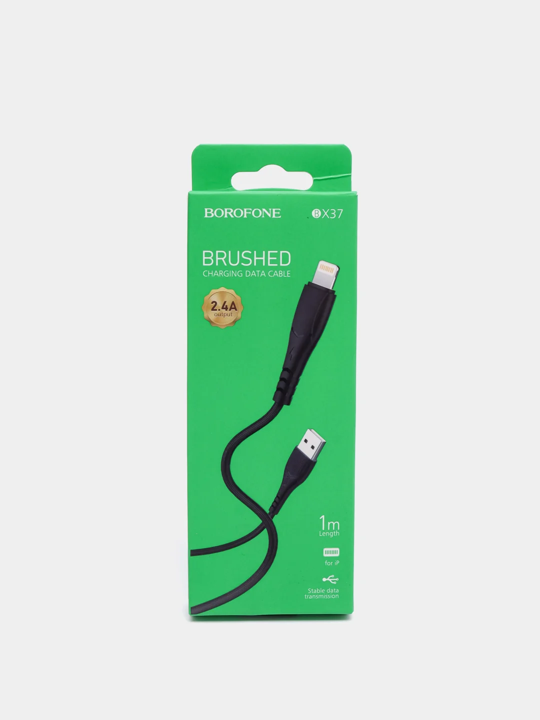 Черный кабель для Apple LIGHTNING 2.4A Borofone BX37/ Кабель ДЛЯ БЫСТРОЙ ЗАРЯДКИ iPhone 1м