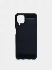 Темно-синий чехол Samsung A12 / M12 имитация под карбон и металл