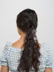 Серебряный заколка - краб для волос, с бабочкой