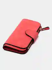 Кораллово-розовый женский кошелек из замшевой экокожи