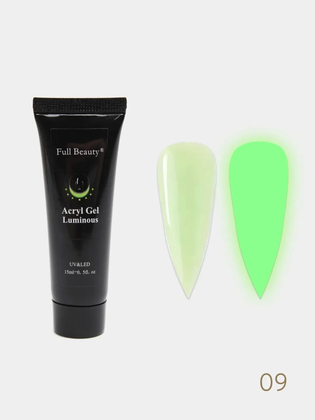 Мятный акригель для наращивания ногтей Full Beauty, 15 мл