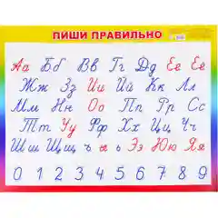 Обучающая карточка А5: таблица умножения, сложения, пиши правильно буквы, русский алфавит