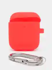 Силиконовый чехол для наушников, красный, AirPods 2, с карабином, подходит на 1 версию