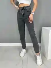 Серый джинсы женские mom fit с высокой посадкой, серые