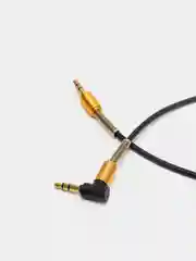 Черный аудио кабель AUX с угловым штекером и пружинкой, jack 3,5 мм