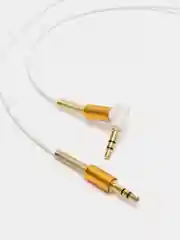 Белый аудио кабель AUX с угловым штекером и пружинкой, jack 3,5 мм