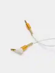 Белый аудио кабель AUX с угловым штекером и пружинкой, jack 3,5 мм