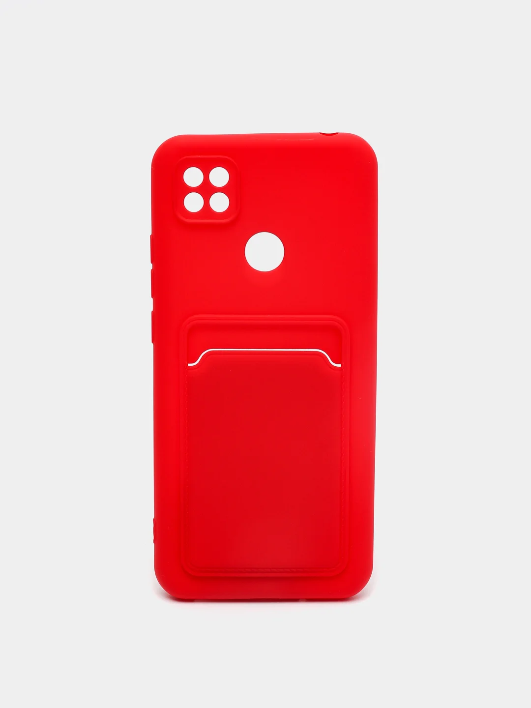 Красный чехол Xiaomi Redmi 9C, Redmi 9C NFC, Redmi 10A, Редми 10А силиконовый с карманом для карты