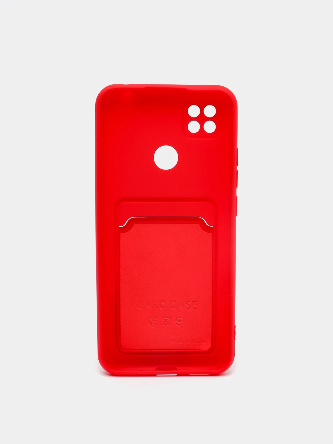 Красный чехол Xiaomi Redmi 9C, Redmi 9C NFC, Redmi 10A, Редми 10А силиконовый с карманом для карты