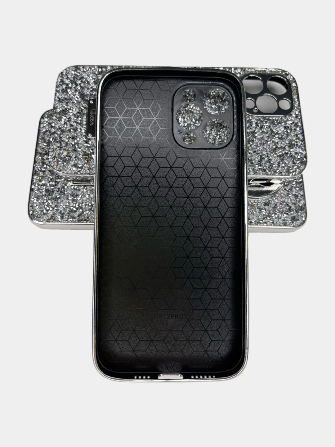 Серебряный чехол со стразами Samsung A12, A03, A03 core, iPhone 11, 12 Pro/ Pro Max, 13 Pro/ Pro Max