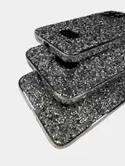 Серебряный чехол со стразами Samsung A12, A03, A03 core, iPhone 11, 12 Pro/ Pro Max, 13 Pro/ Pro Max