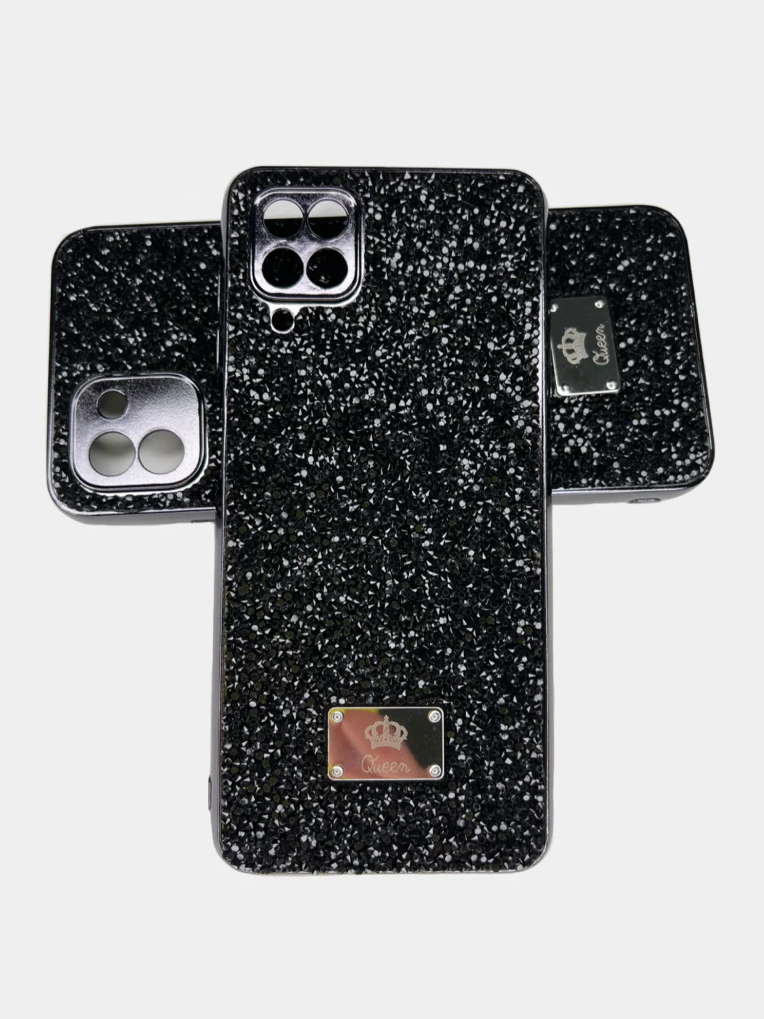 Угольный чехол со стразами Samsung A12, A03, A03 core, iPhone 11, 12 Pro/ Pro Max, 13 Pro/ Pro Max