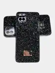 Угольный чехол со стразами Samsung A12, A03, A03 core, iPhone 11, 12 Pro/ Pro Max, 13 Pro/ Pro Max