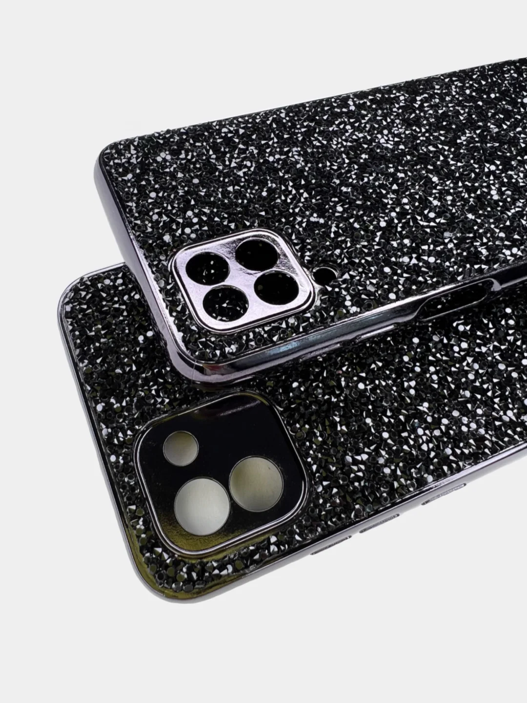 Угольный чехол со стразами Samsung A12, A03, A03 core, iPhone 11, 12 Pro/ Pro Max, 13 Pro/ Pro Max