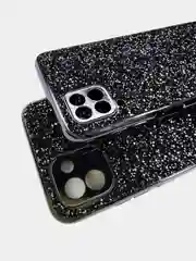 Угольный чехол со стразами Samsung A12, A03, A03 core, iPhone 11, 12 Pro/ Pro Max, 13 Pro/ Pro Max