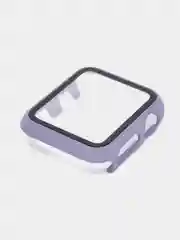 Серый меланж силиконовый ремешок + защитная накладка со стеклом на корпус Apple Watch 38 mm