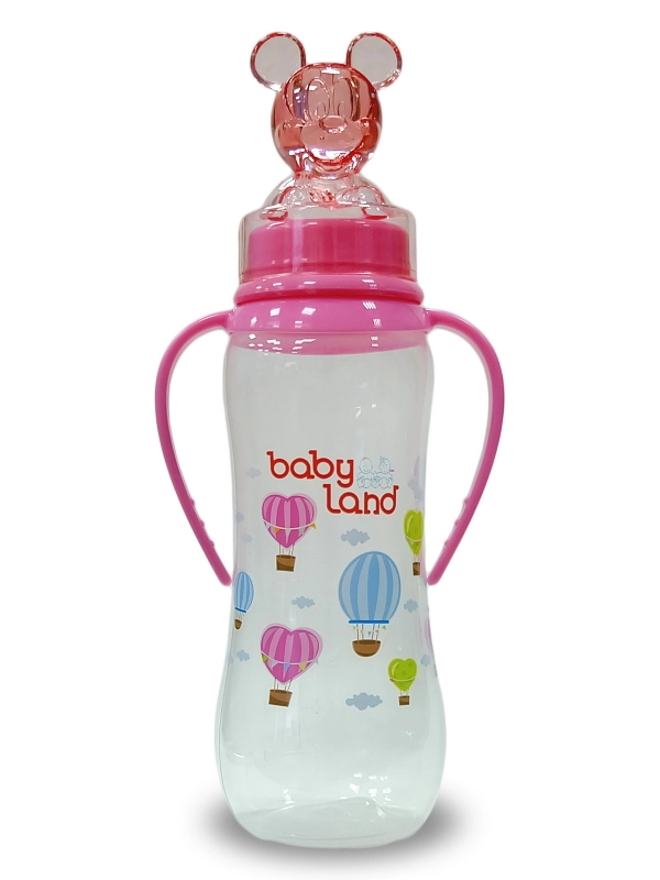 Бутылочка Baby Land 240мл с колпачком-игрушкой, силиконовой анатомической соской
