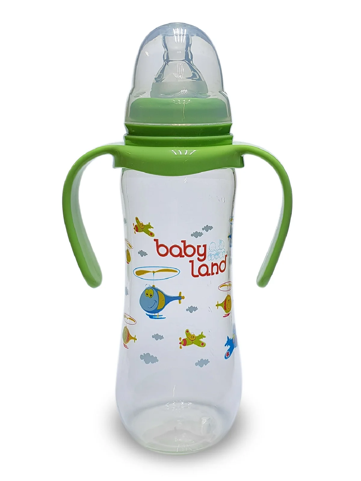 Лесной зеленый бутылочка Baby Land, 240 мл, с ручками, силиконовой классической соской Air System