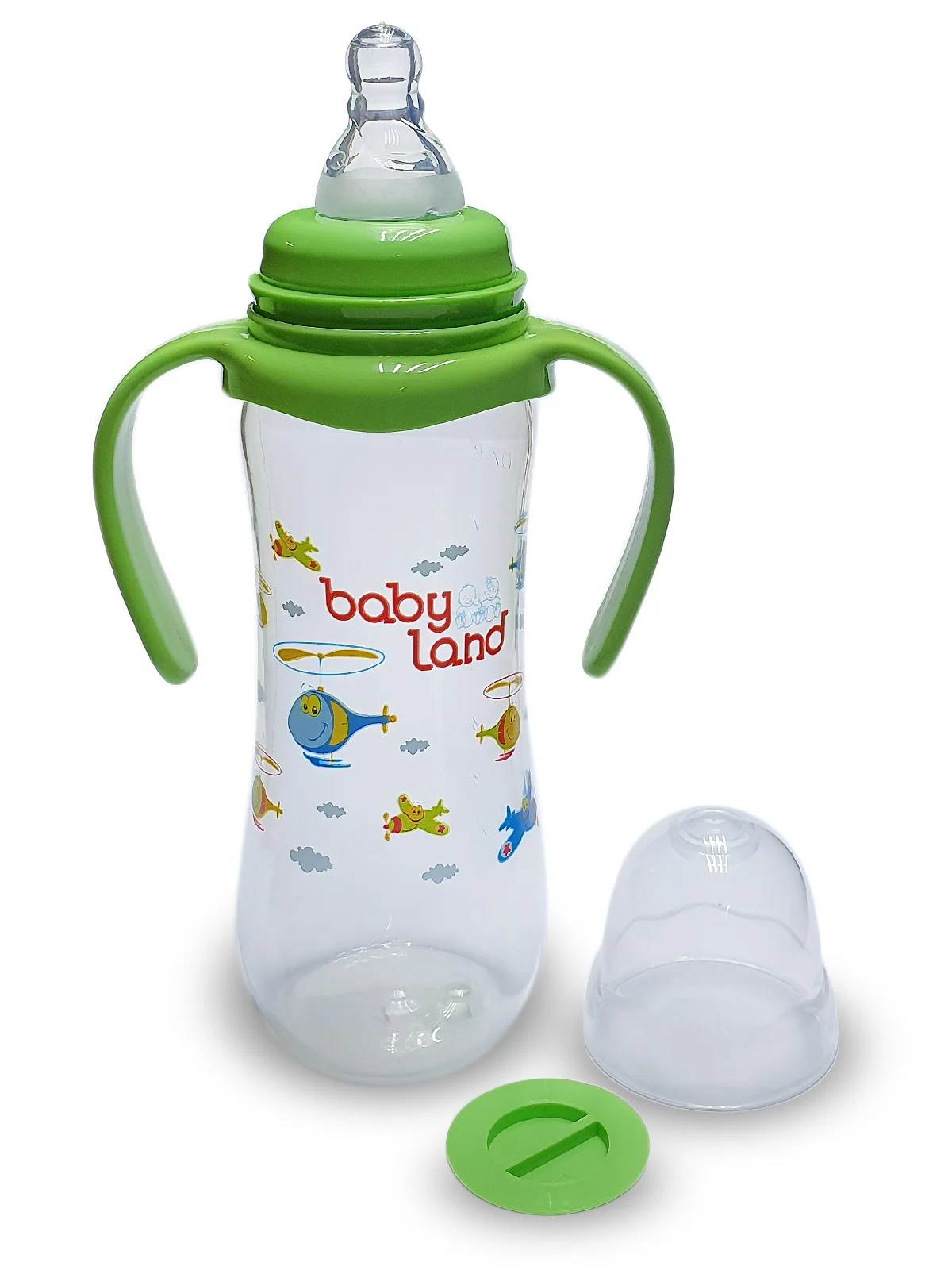 Лесной зеленый бутылочка Baby Land, 240 мл, с ручками, силиконовой классической соской Air System