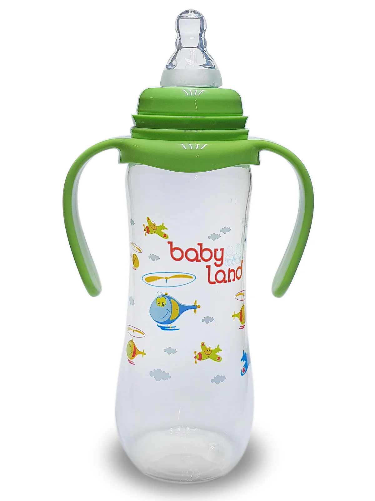 Лесной зеленый бутылочка Baby Land, 240 мл, с ручками, силиконовой классической соской Air System