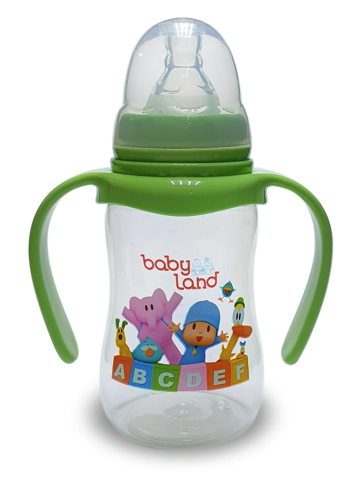 Лесной зеленый бутылочка Baby Land 150 мл с ручками, силиконовой классической соской Air System
