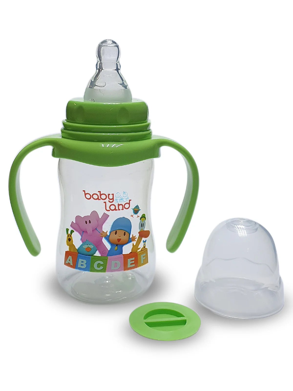 Лесной зеленый бутылочка Baby Land 150 мл с ручками, силиконовой классической соской Air System