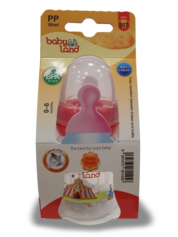 Бутылочка Baby Land 80мл с силиконовой анатомической соской Air System