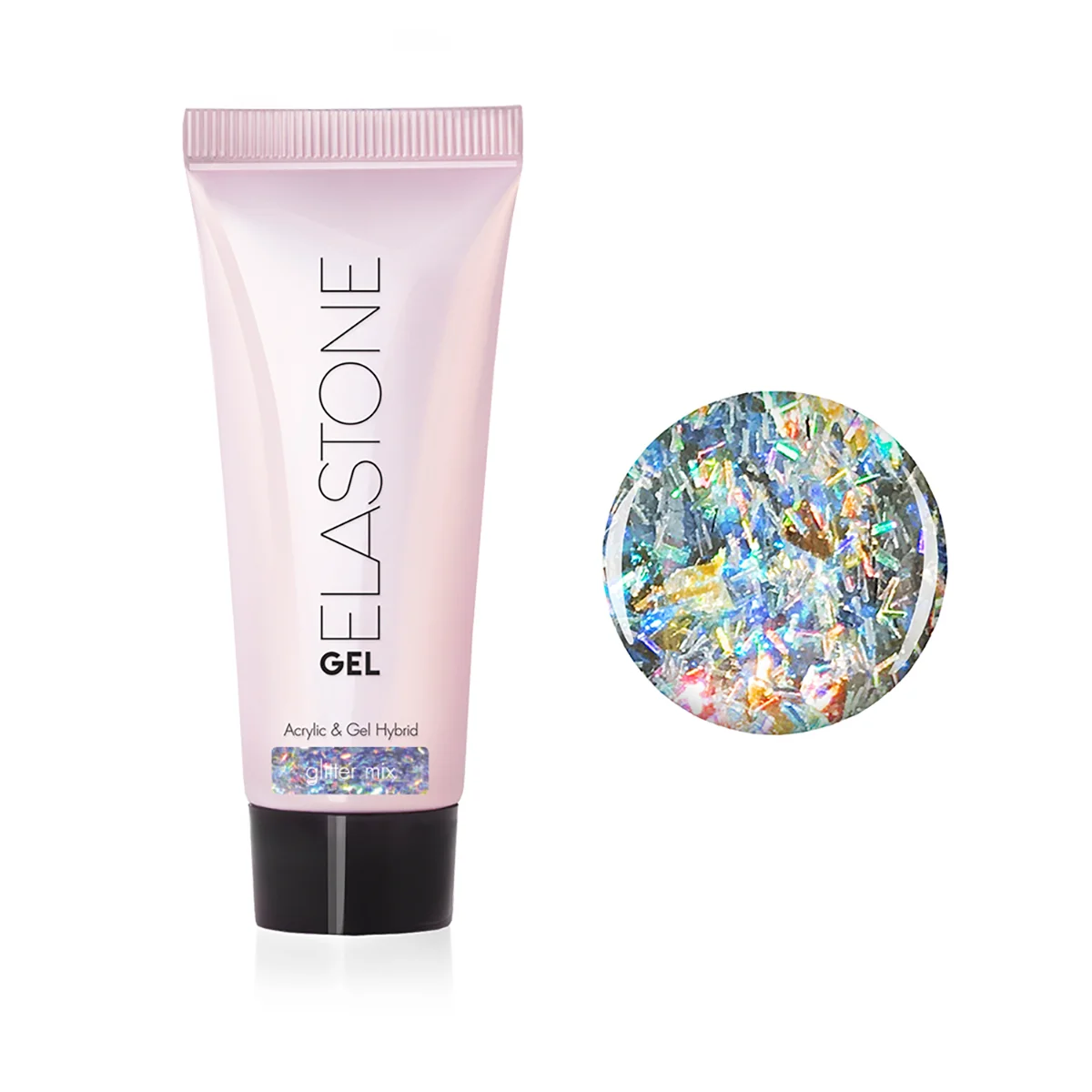 Серый металлик акригель с блестками Runail Professional Elastone Gel, 18 мл