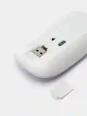 Серый мышь компьютерная беспроводная, бесшумная, аккумуляторная, без подсветки
