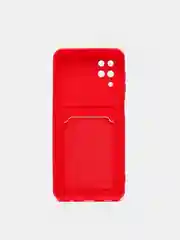 Алый чехол Samsung Galaxy A12 / M12, Самсунг Галакси А12 / М12 силиконовый с карманом для карты