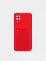 Алый чехол Samsung Galaxy A12 / M12, Самсунг Галакси А12 / М12 силиконовый с карманом для карты